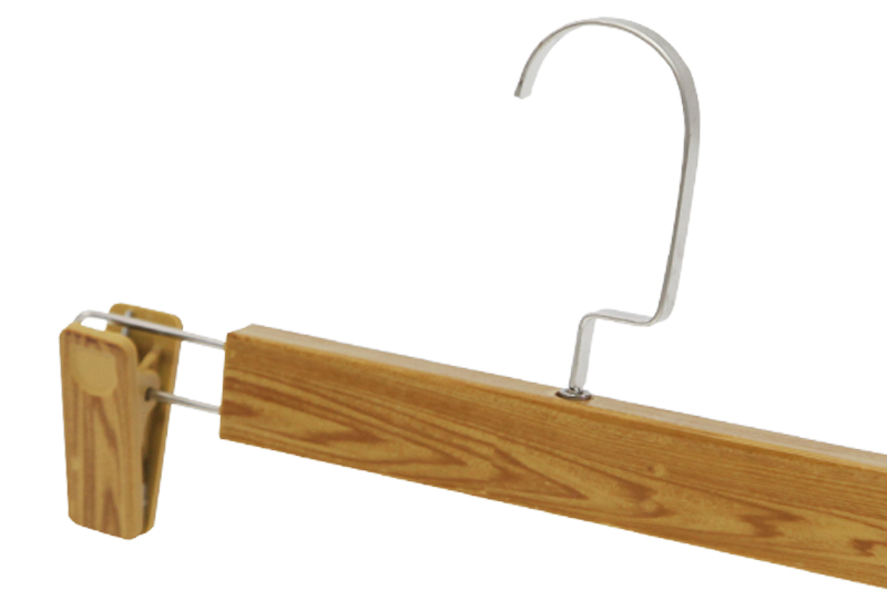 Solid and Sturdy Metal Hook Wooden Pants Hanger