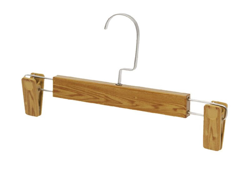 Solid and Sturdy Metal Hook Wooden Pants Hanger