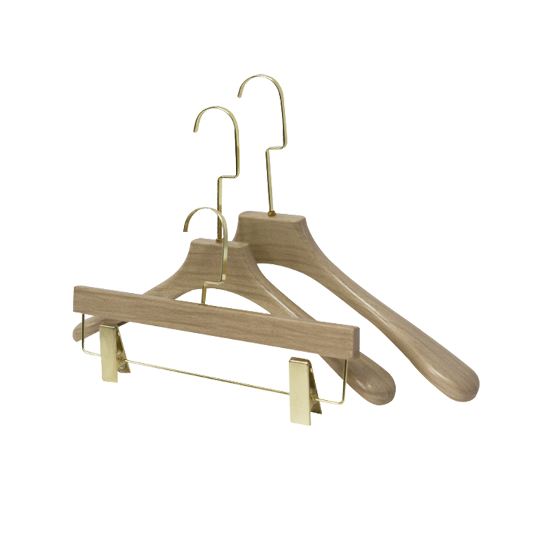 Light Brown Wooden Clothes Hanger and Trouser Hanger Set