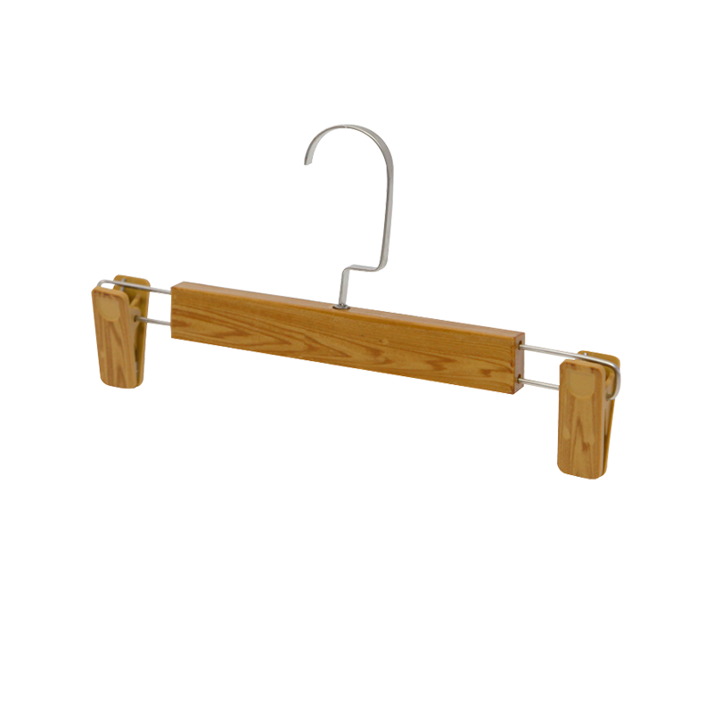 Durable and Simple Metal Hook Wooden Pants Hanger